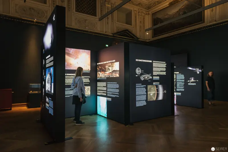 Asteroid Day Exhibition View at Naturhistorisches Museum Wien with Illuminated Displays