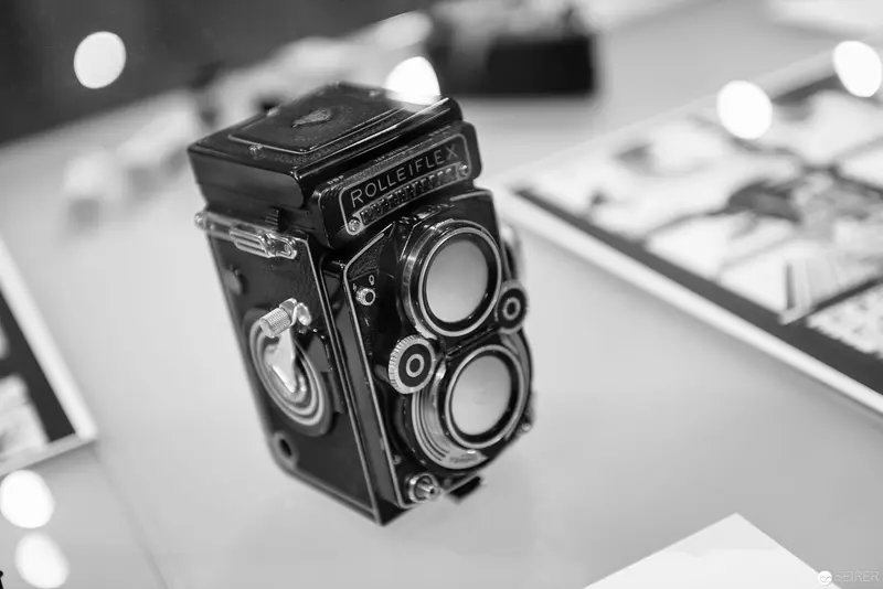 Rolleiflex Twin-Lens Reflex Camera in Monochromatic Stilllife Composition