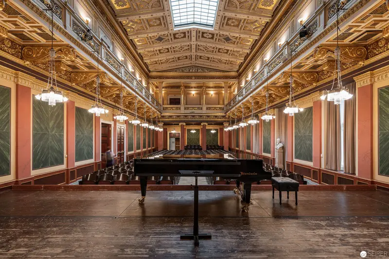 Grand Performance Hall of Musikverein, Vienna with Concert Grand Piano Centerpiece