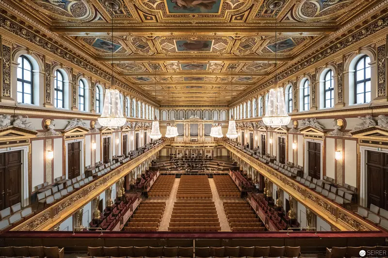 Musikverein Golden Hall Interior: Ornate Neoclassical Concert Venue in Vienna