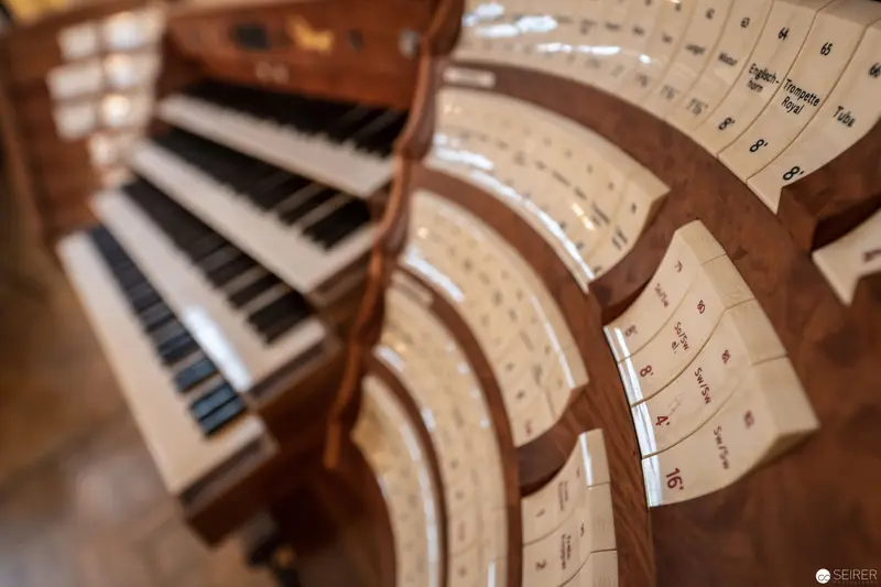 Intricate Wooden Organ Keyboard Arrangement at Musikverein, Vienna