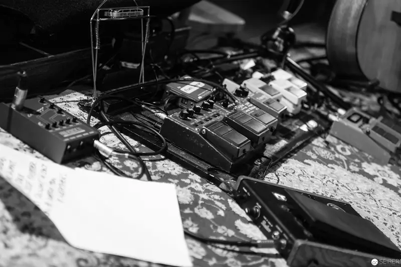Analog Sound Equipment Arranged on Textured Surface in Monochrome
