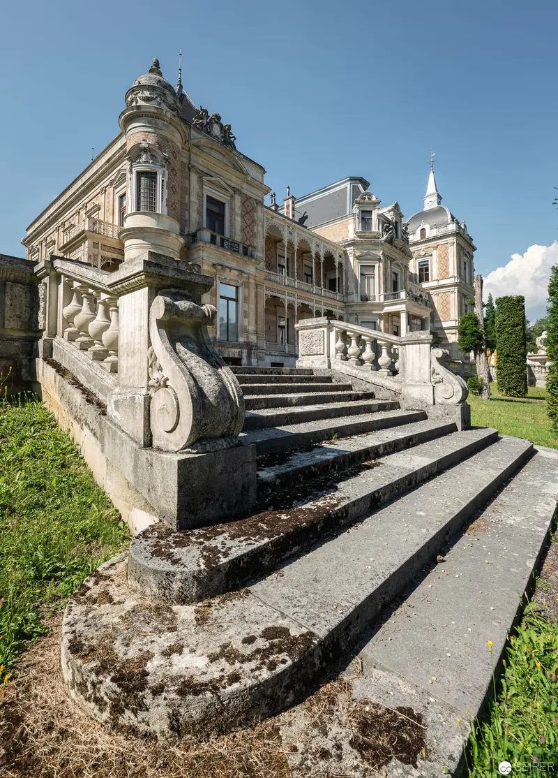 Hermesvilla Baroque Staircase with Ornate Stone Balustrade in Vienna