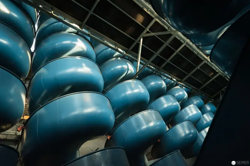 Architectural Blue Storage Vessels at Post City Linz during Ars Electronica 2018