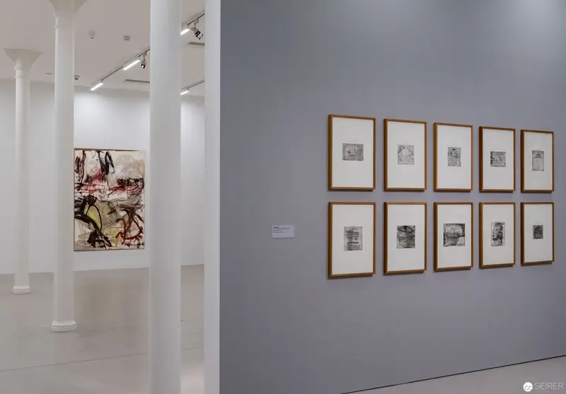 Eva Hofmann Exhibition at Kunsthalle Krems: Framed Artworks and Abstract Canvas