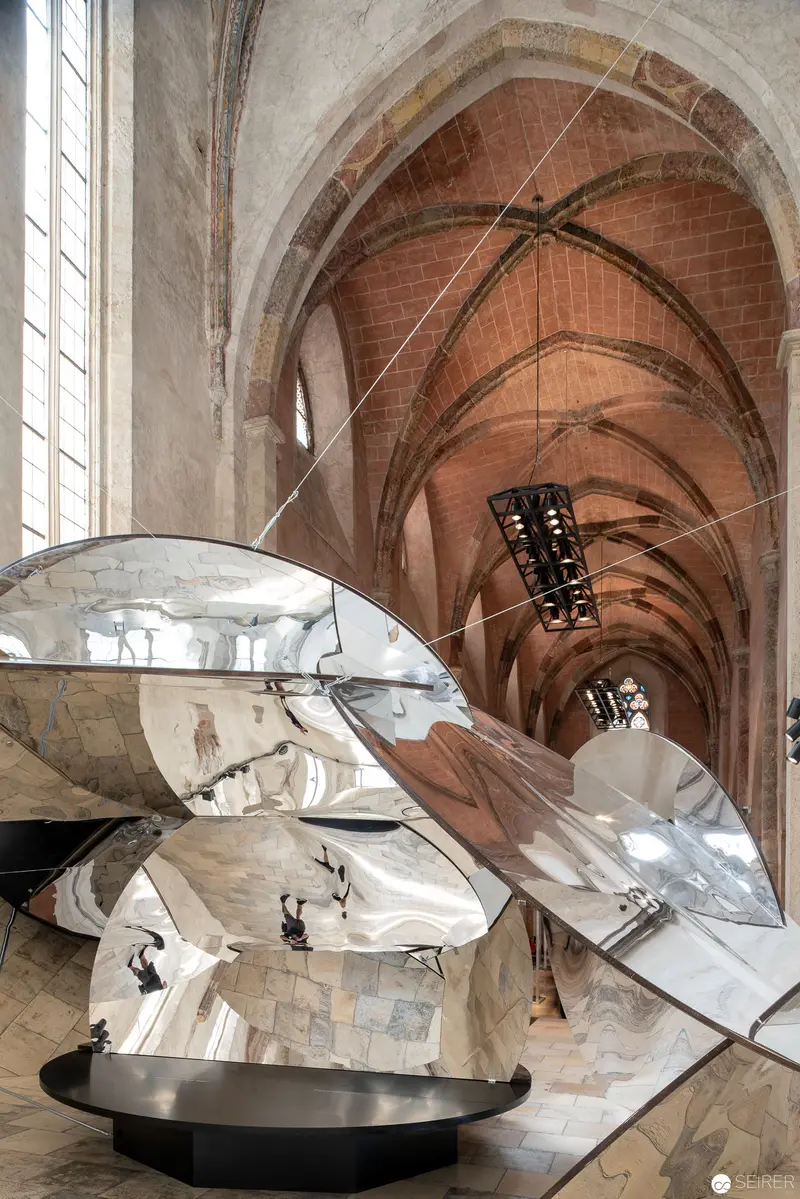 Eva Schlegel's "Spaces" Installation: Reflective Sculptures Within Gothic Church Architecture