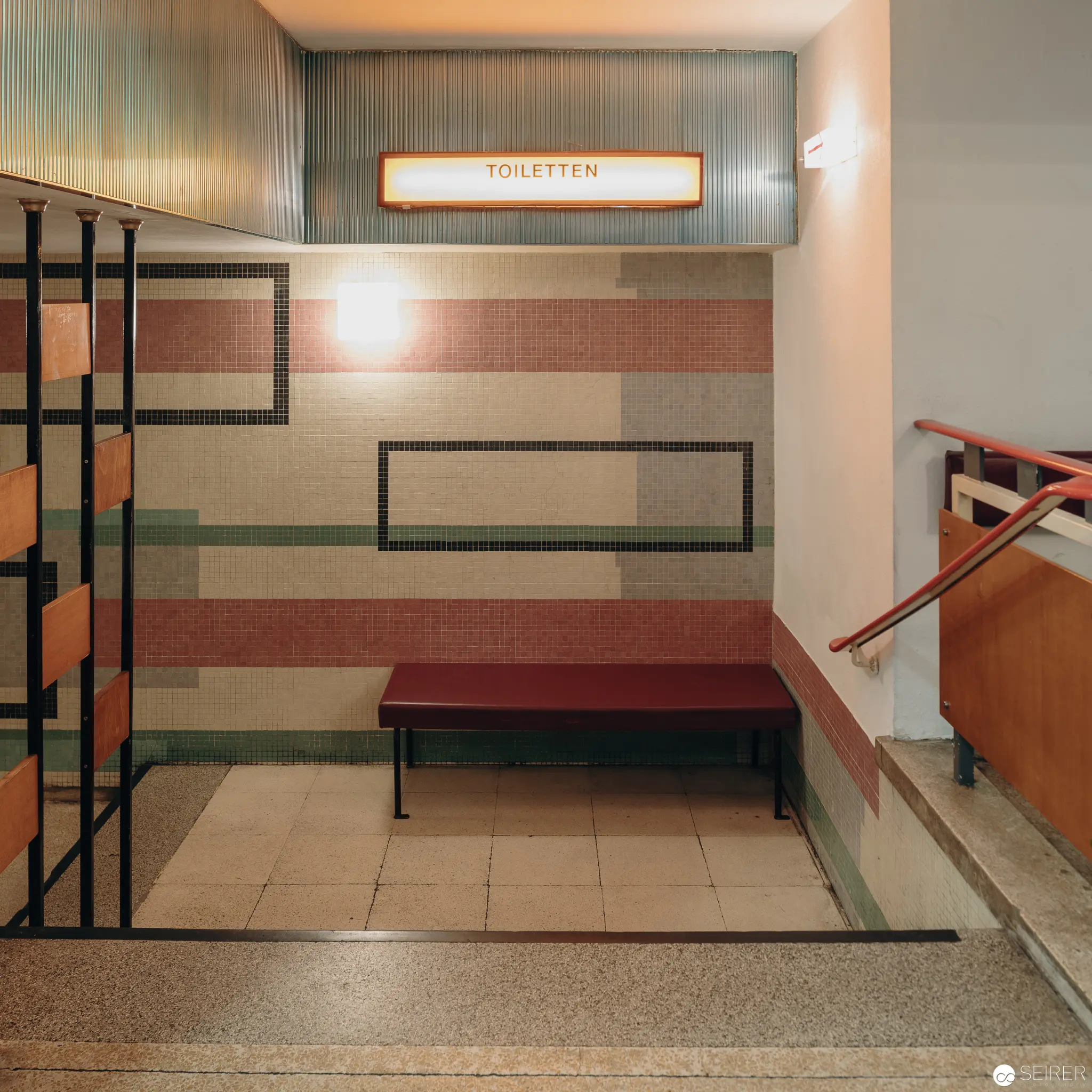 Toiletten Sign and Modernist Interior at Gartenbaukino Cinema, Austria