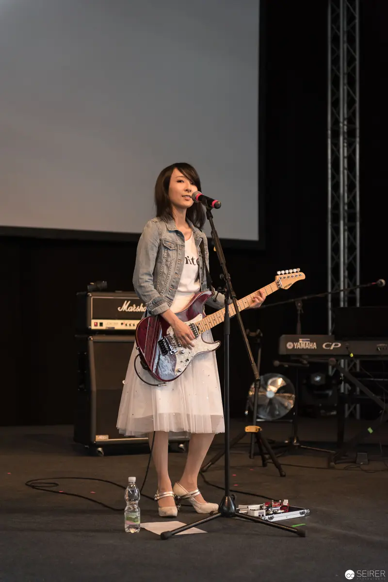 Haruka Performing at AniNite 2018 with Electric Guitar and Stage Setup