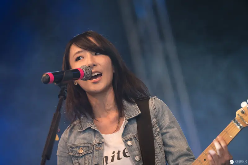 Haruka Performing Live at AniNite 2018 with Electric Guitar and Microphone