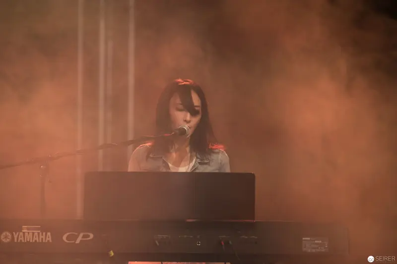 Haruka Performing Amidst Dramatic Smoky Atmosphere at AniNite 2018