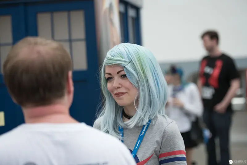 Blue-Haired Attendee at AniNite 2018 Conference