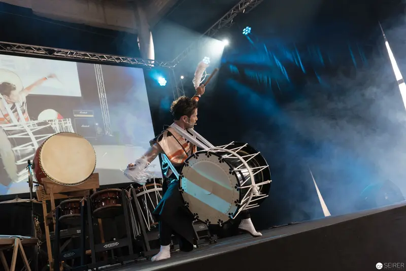 Takuya Taniguchi Performing Intense Taiko Drumming at AniNite 2018 Music Festival