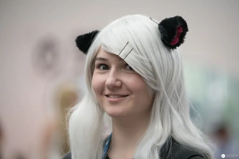 White-Haired Cosplayer with Cat Ears at AniNite 2018 Anime Convention