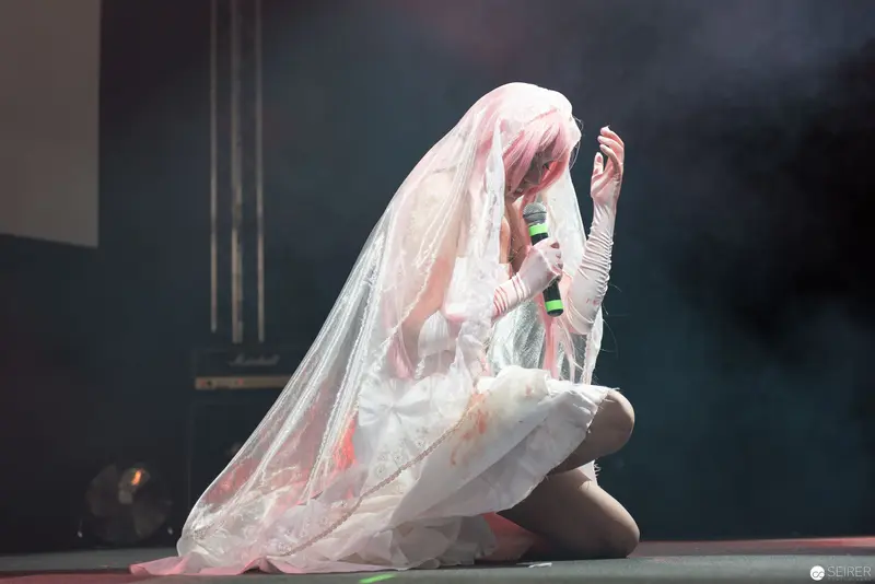 Veiled Performer at AniNite 2018 in Dramatic Stage Pose