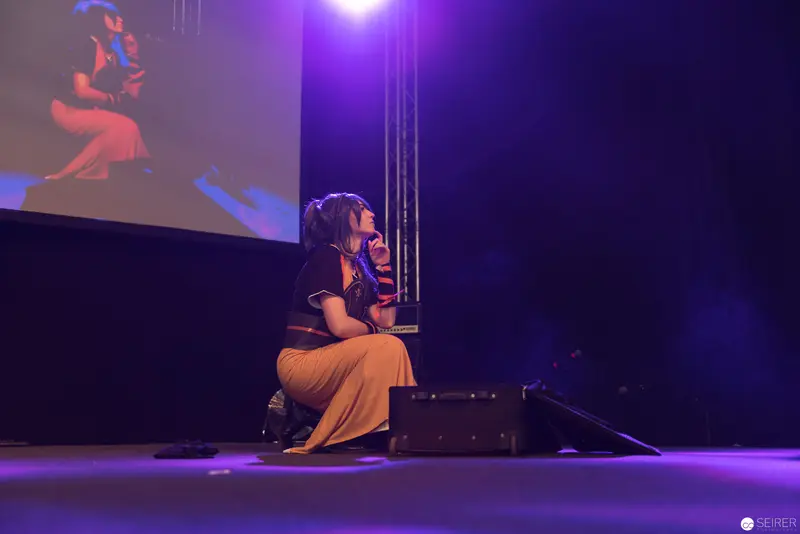 AniNite 2018: Performer in Purple Stage Lighting with Projected Shadow