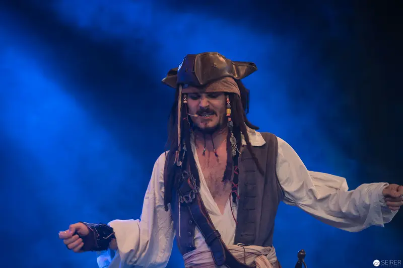 Pirate-Costumed Performer on Stage at AniNite 2018 Music Event