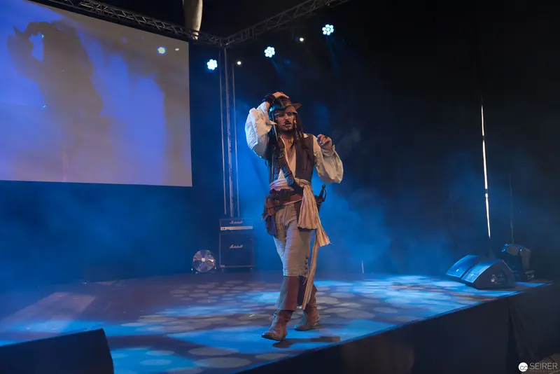 Performer in Theatrical Costume at AniNite 2018 Stage Performance