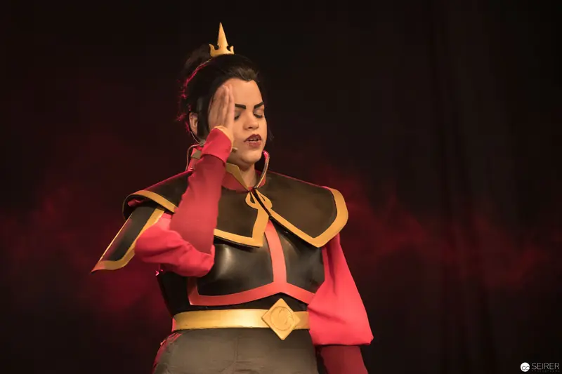 Cosplay Performance of Dramatic Fire Nation Character at Anime Convention