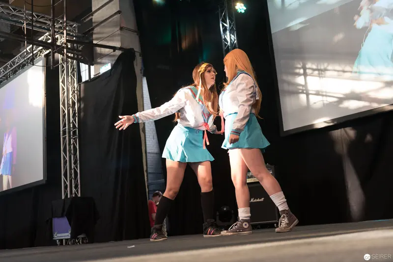 Two Performers on Stage during AniNite 2018 Cosplay Performance