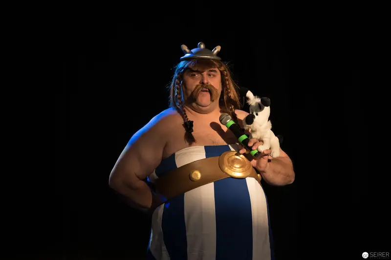 Costumed Performer Portraying Obelix at Performance Event
