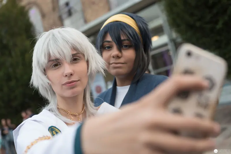 Cosplay Duo Capturing Moment at AniNite 2018 Anime Convention