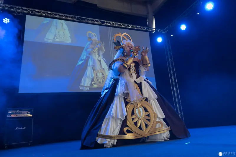 Elaborately Costumed Performer on Stage at AniNite 2018 Anime Convention