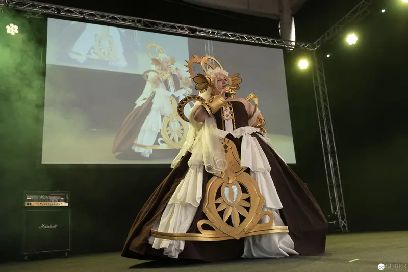 Elaborate Cosplay Performance at AniNite 2018 Featuring Intricate Character Costume