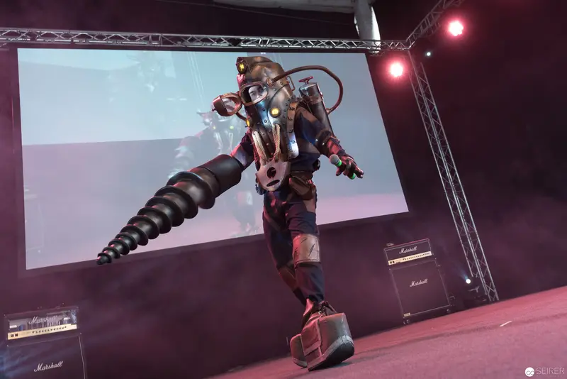 Steampunk Cosplay Performance at AniNite 2018 Stage with Marshall Amplifiers