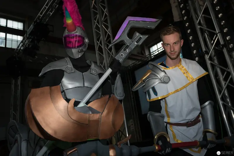 Cosplay Warriors in Metallic Armor at AniNite 2018 Convention
