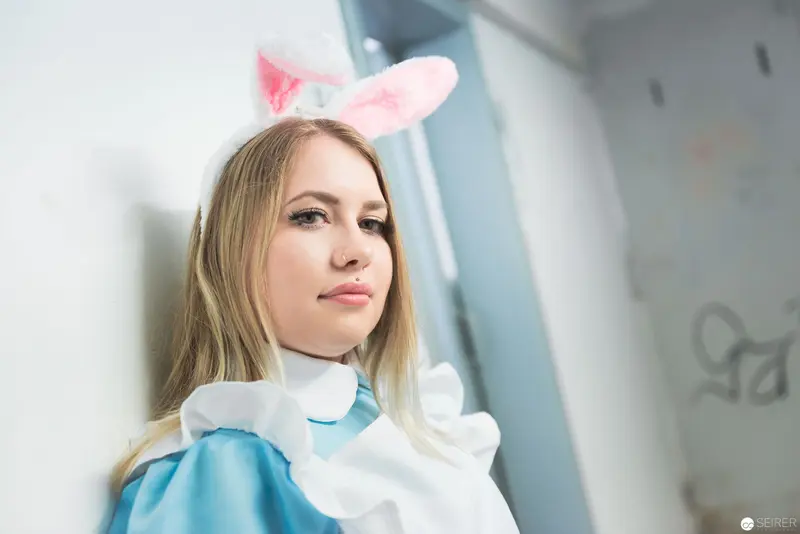 Cosplay Portrait with Pink Bunny Ears at Anime Convention
