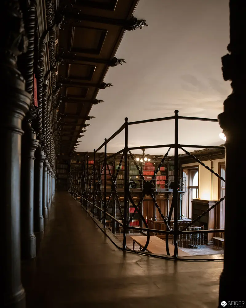 Architectural Interior with Curved Walkway and Suspended Passageway