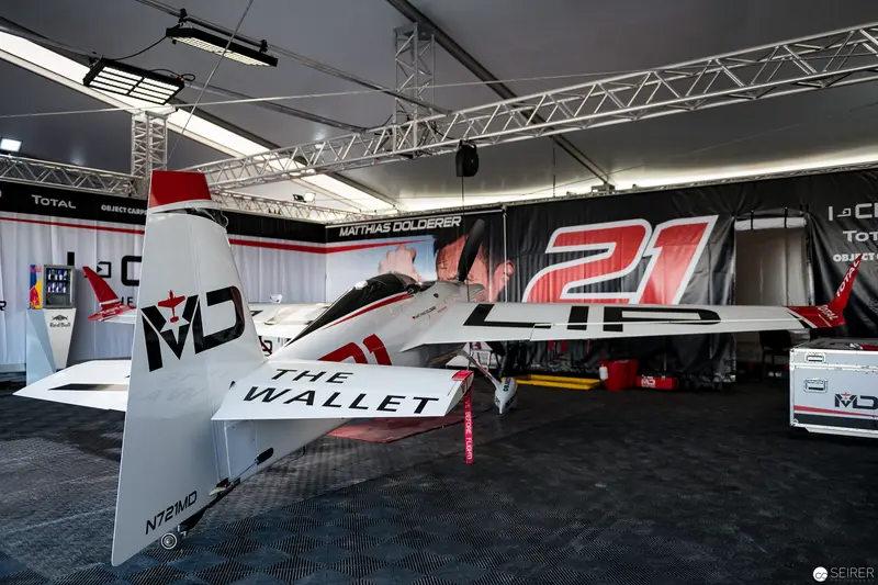Red Bull Air Race Precision Aircraft in Competitive Hangar Setup