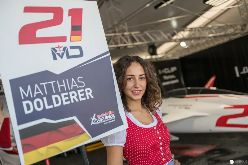 Matthias Dolderer's Red Bull Air Race Promotional Portrait with Female Supporter