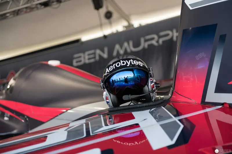 Ben Murph Racing Helmet Reflecting Blue Skyline at Red Bull Air Race