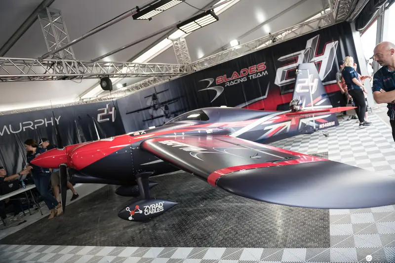 Blades Racing Team's High-Performance Aircraft at Motorsport Exhibition