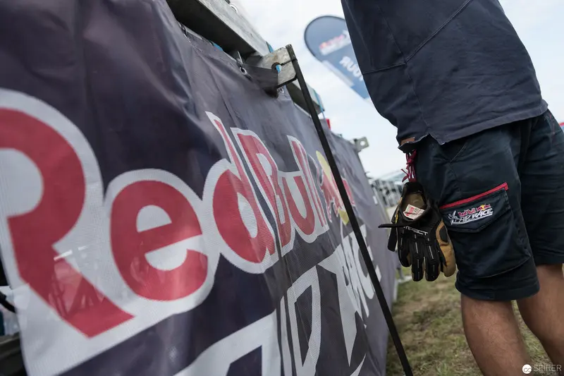 Red Bull Air Race Crew Member with Event Branding and Gloves