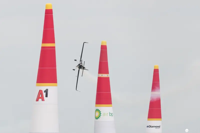 Red Bull Air Race Pylons with Racing Aircraft in Precision Flight Formation