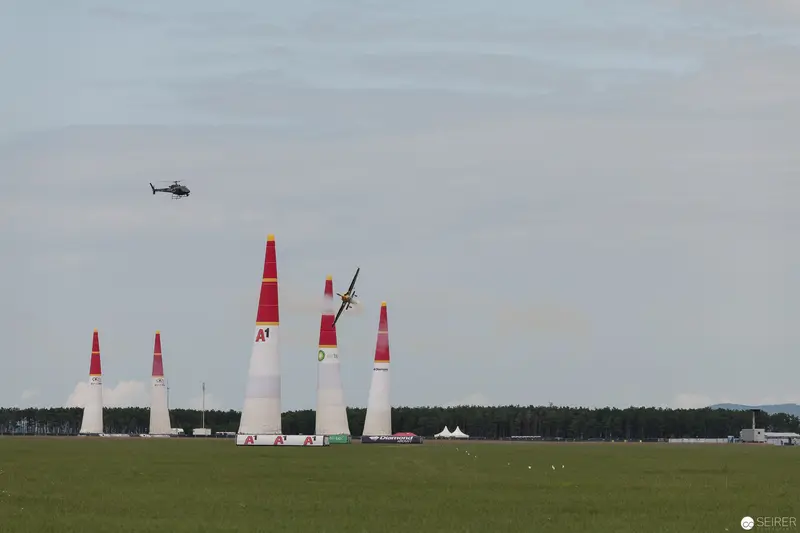 Red Bull Air Race Pylon Challenge: Aircraft Navigating Aerial Obstacle Course