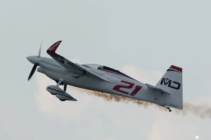 Red Bull Air Race Aerobatic Aircraft in Dynamic Low-Altitude Flight Maneuver