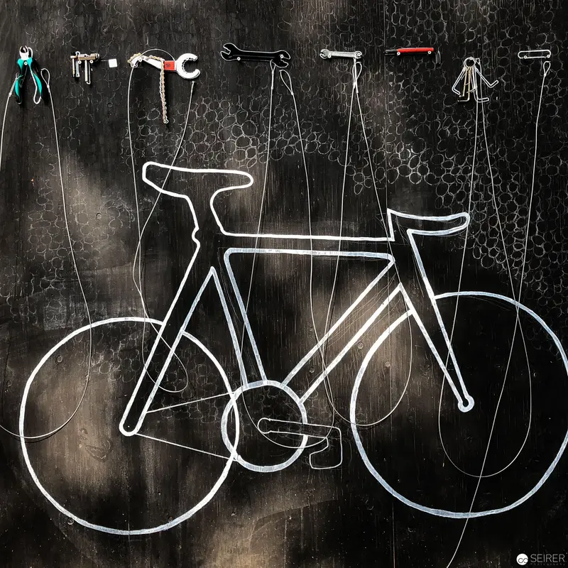 Abstract Geometric Bicycle Illustration on Textured Dark Background