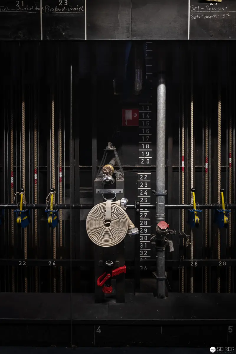 Industrial Measurement Station with Coiled Hose and Precision Instruments