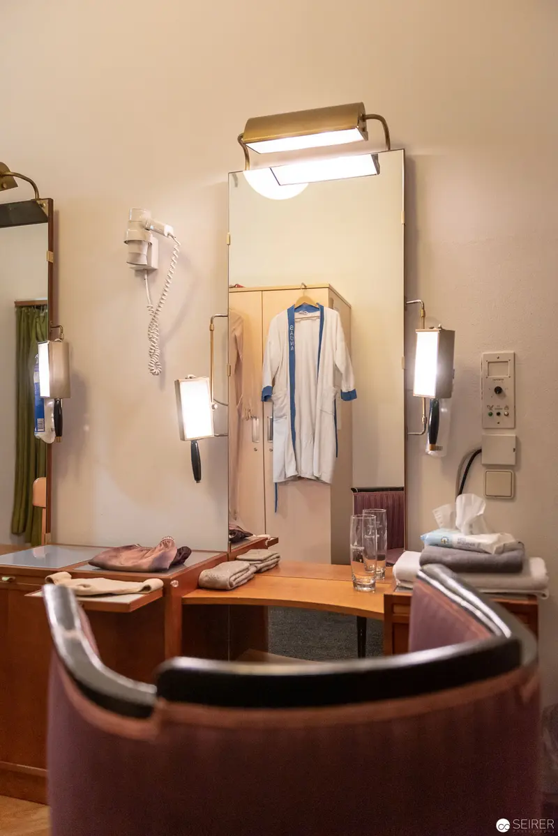 Hotel Room Vanity with Ambient Lighting and Minimalist Interior Design