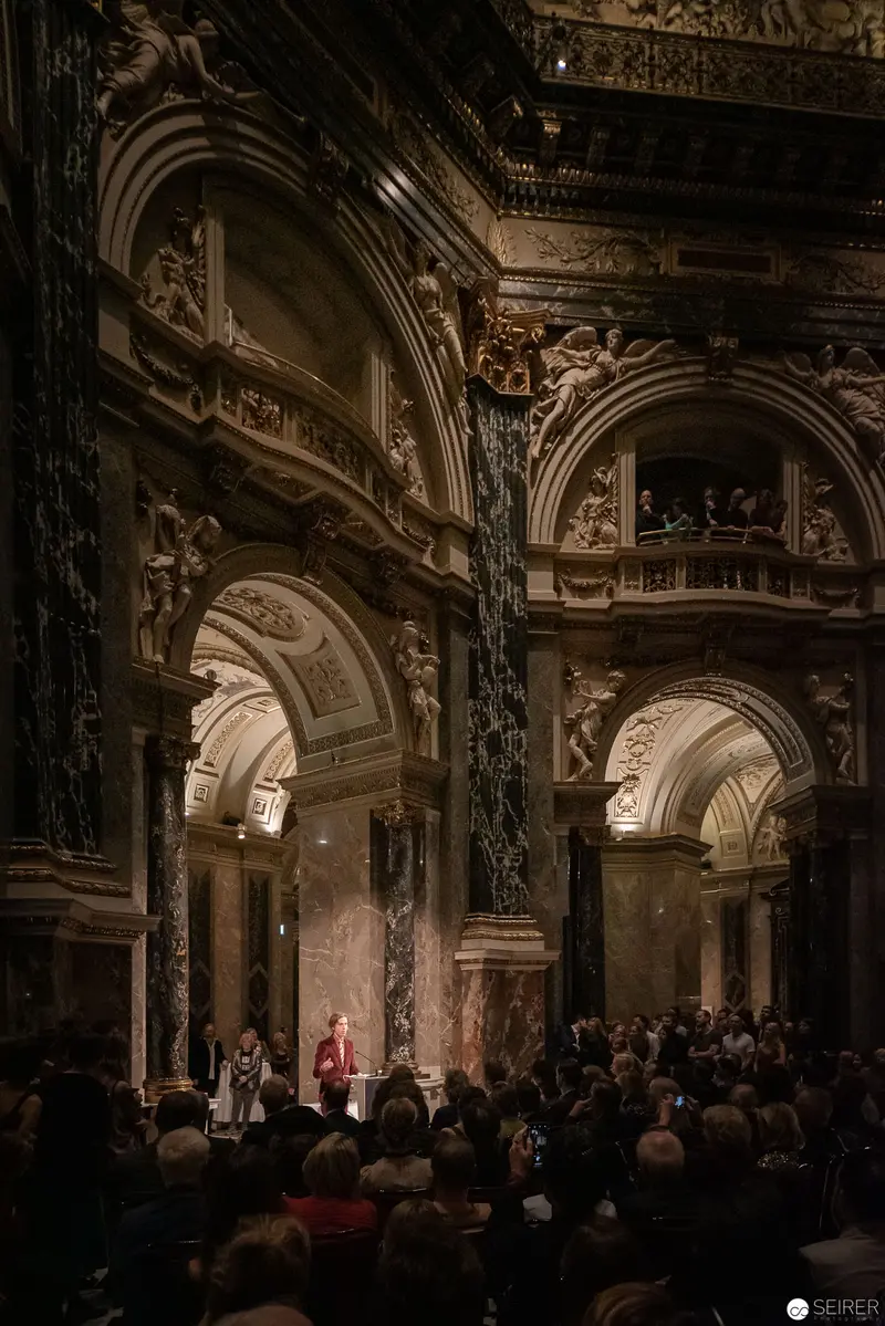 Baroque Church Interior during Formal Ecclesiastical Ceremony with Congregants