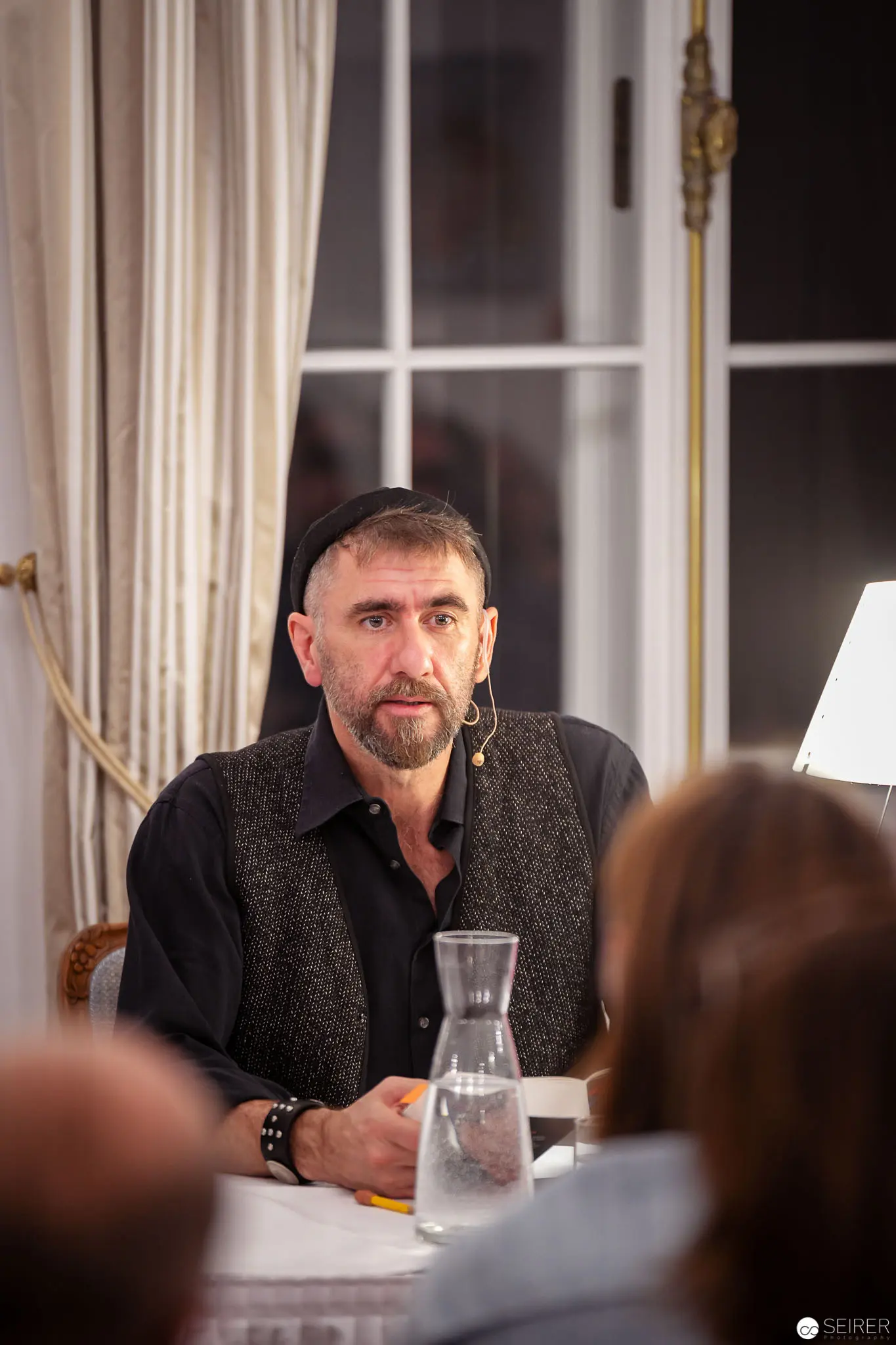 Arne Dahl at Buch Wien 2018 Literary Reading with Water Carafe