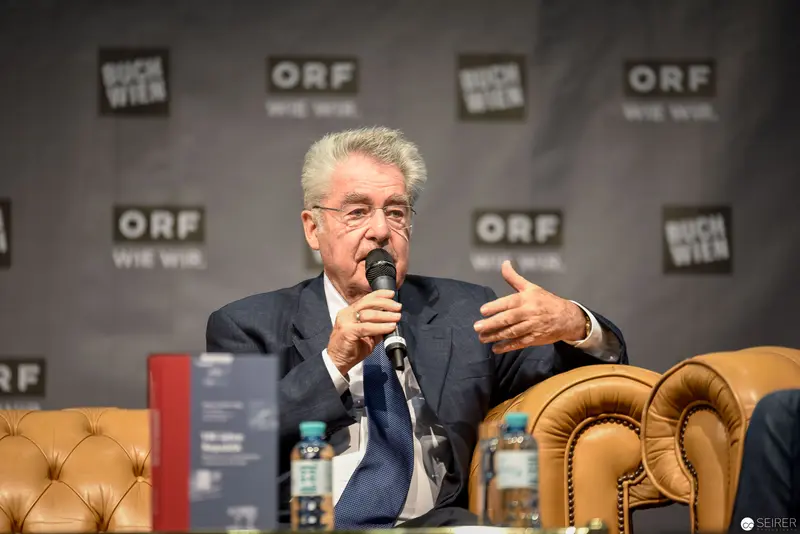 Heinz Fischer Speaking at ORF Media Event in Distinguished Black Suit