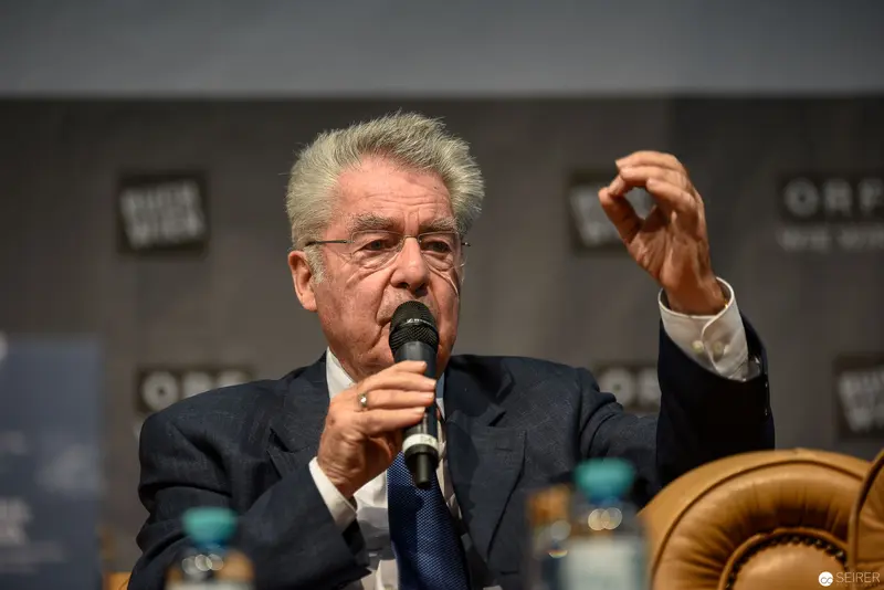 Heinz Fischer, Former Austrian President, Speaking at Official Conference Podium