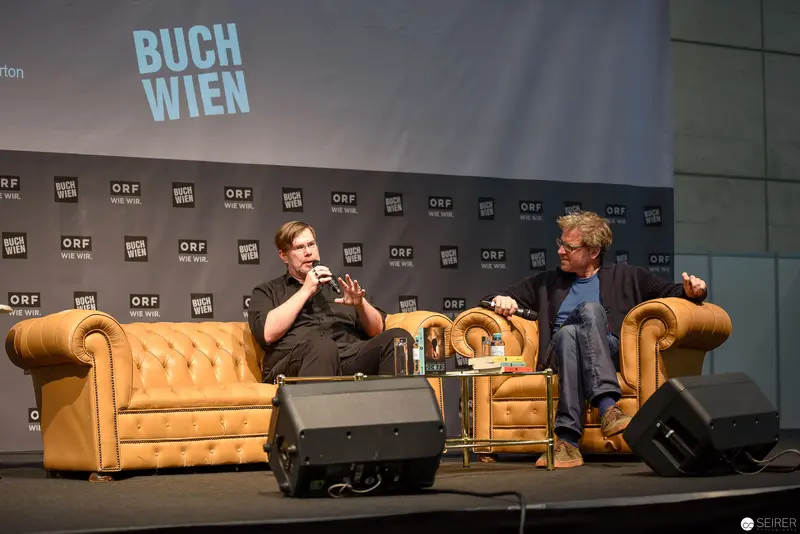 Markus Heitz and Interviewer Discuss at Buch Wien Literary Event