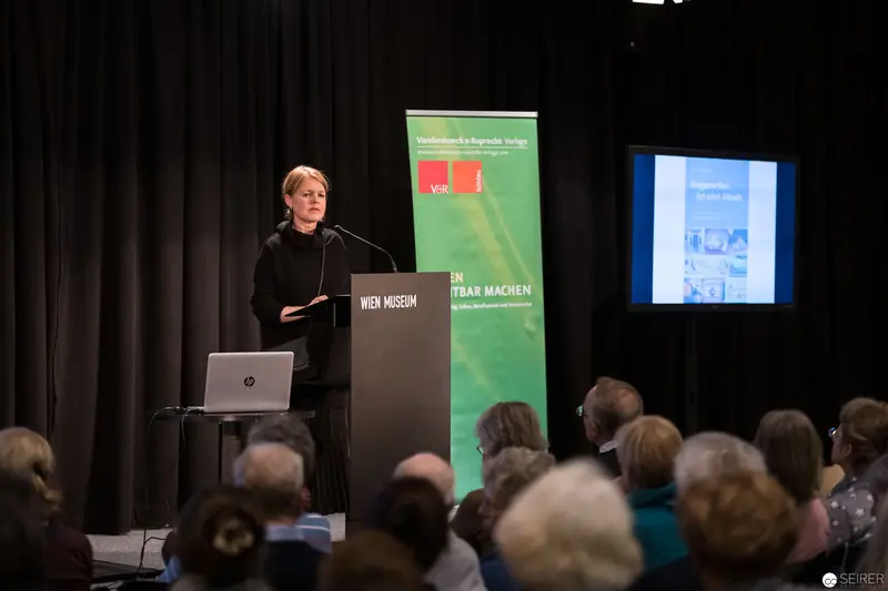 Helene Belndorfer Presenting "Wegwerfen ist eine Sünde" at Wien Museum Book Launch