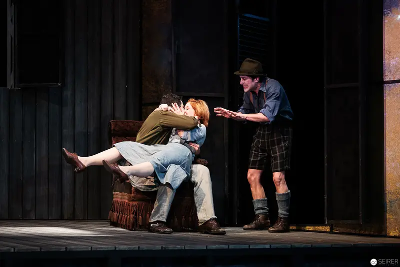 Patrick Seletzky and Actors in Theatrical Stage Performance of Dramatic Scene