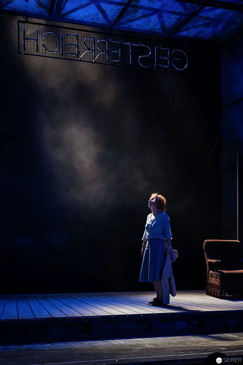 Alexandra Krismer as Lakrimosa in Dramatic Staged Theatrical Performance